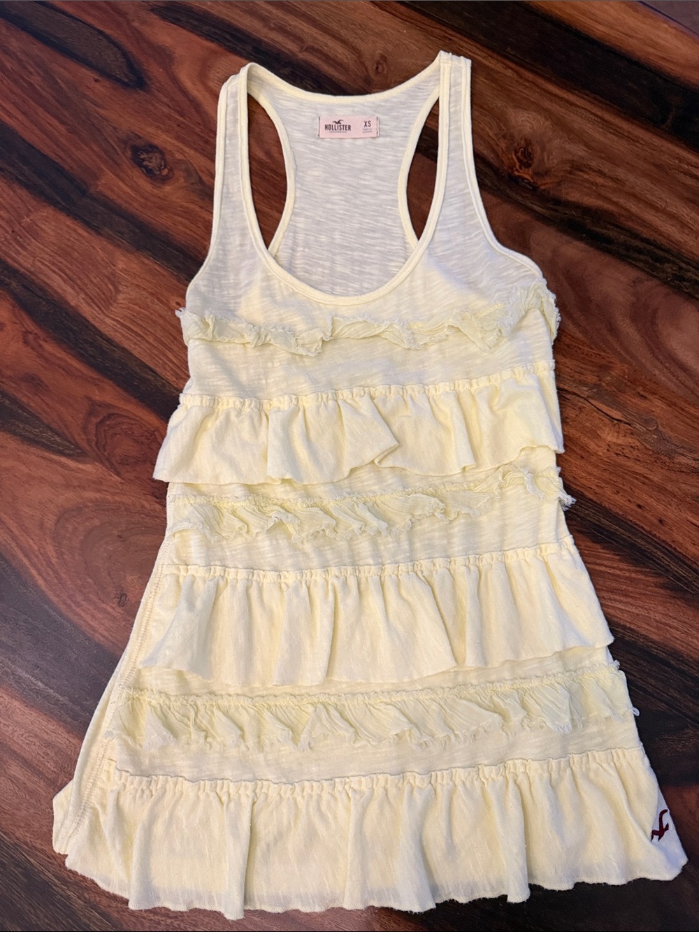 Hollister Yellow Ruffle Racerback Tank